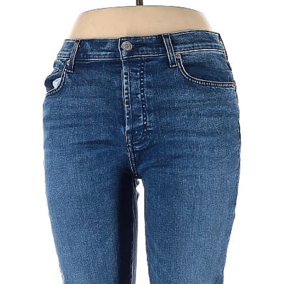 7 For All Mankind High Rise Waist Skinny Jeans 28 Button Fly - Picture 3 of 9